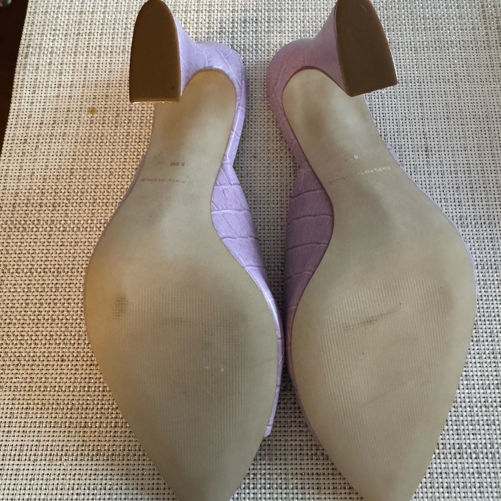 Saks Fifth Avenue Pink Croc-Embossed Heels - Picture 10 of 14